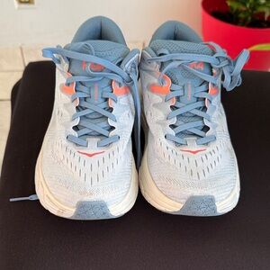 Hoka gaviota 4 Light Blue and Coral Running Shoes for women size 9.5 B